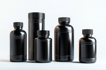 Black Bottles on White Surface