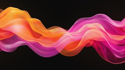 Obraz premium Abstract vibrant flowing fabric swirls elegantly against dark background. AI Generated