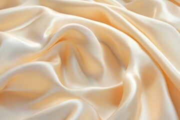 Fototapeta premium Luxurious cream satin fabric texture with elegant folds. AI generated