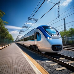 Fototapeta premium Electric train transportation view.
