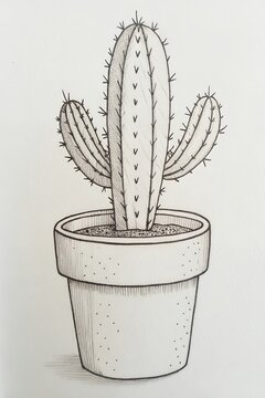 recommend clip art: Hand Drawn Cactus in Pot Desert Plant Illustration Botanical Sketch