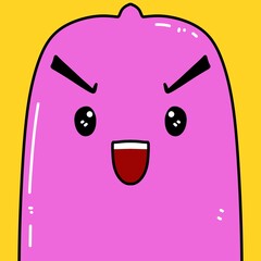 cute condom cartoon on yellow background