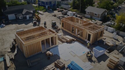 Aerial View of New Home Construction