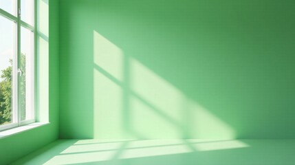 Obraz premium Serene Green Room with Sunlight Streaming Through Window