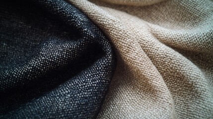 Soft neutral fabrics gently draped warm light. AI Generated