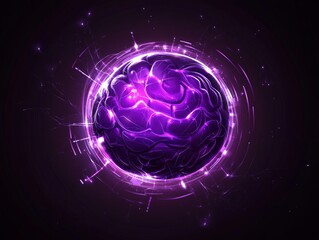 Obraz premium Purple Energy Sphere Glows Brilliantly with Dynamic Light Effects and Intricate Details, Showcasing Abstract Art
