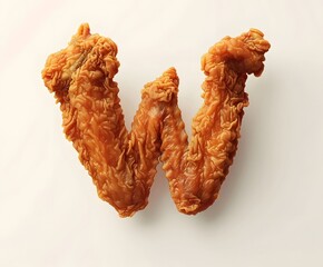 Creative Chicken Wing Shaped as Letter W on White Background