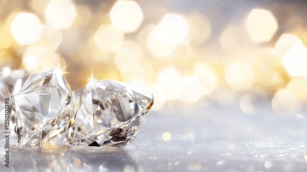 Aufkleber stunning close up of sparkling diamonds with a blurred golden bokeh background creating a luxurious 