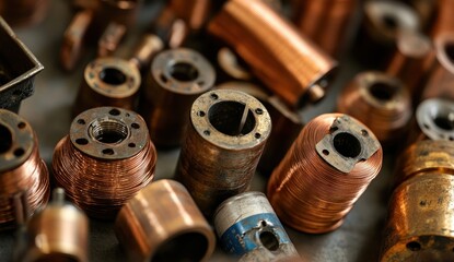 Copper Coil Close-Up: A Detailed Look at Recycled Metal Components