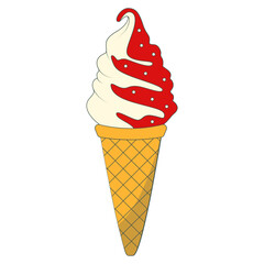Cute Cartoon Junk Food Isolated on White Background. Vector Illustration.