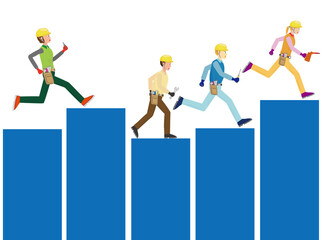 エンジニアが成績を争っている棒グラフ。