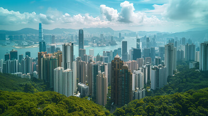 Naklejka premium Skyline with Lush Green Hills