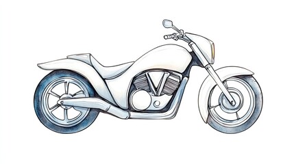 Fototapeta premium A sleek, white motorcycle design showcased in profile against a clean background, emphasizing its modern style