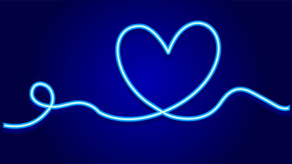 Neon glowing Hand drawn heart line icon vector. Continuous line art drawing easy editable background.