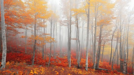 Autumn Forest Landscape with Fall Colors