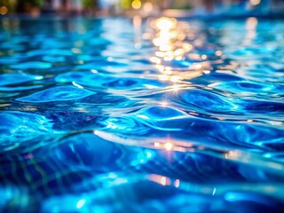 Abstract Blurred Blue Swimming Pool Water Surface, Relaxing Summer Background