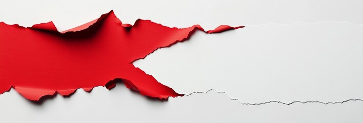 Red Paper Tear on White Background