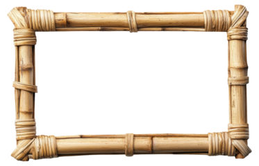 Rustikaler Bambusrahmen, freigestellt auf transparentem Hintergrund.