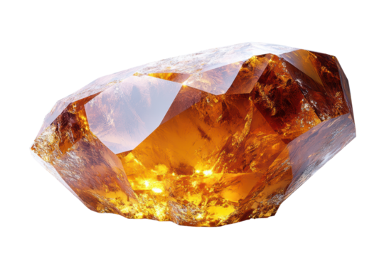 A stunning piece of amber showcases its rich amber tones and unique facets, reflecting light beautifully. A perfect addition to any gem collection.
