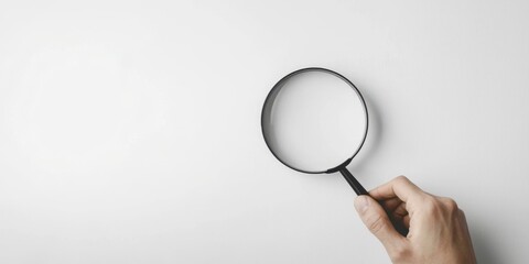 Hand holding a magnifying glass
