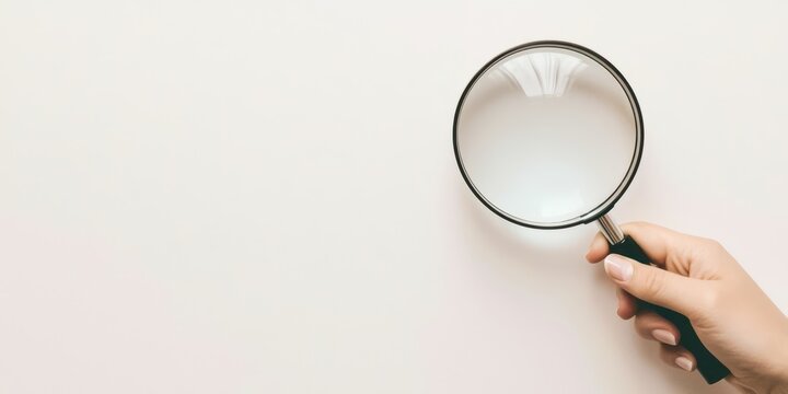 Hand holding a magnifying glass
