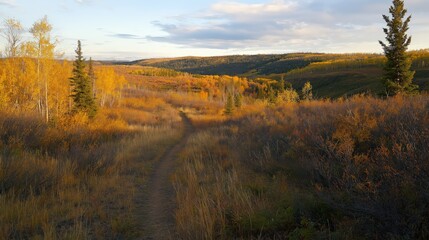 Fototapeta premium Autumn Foliage Hillside Landscape