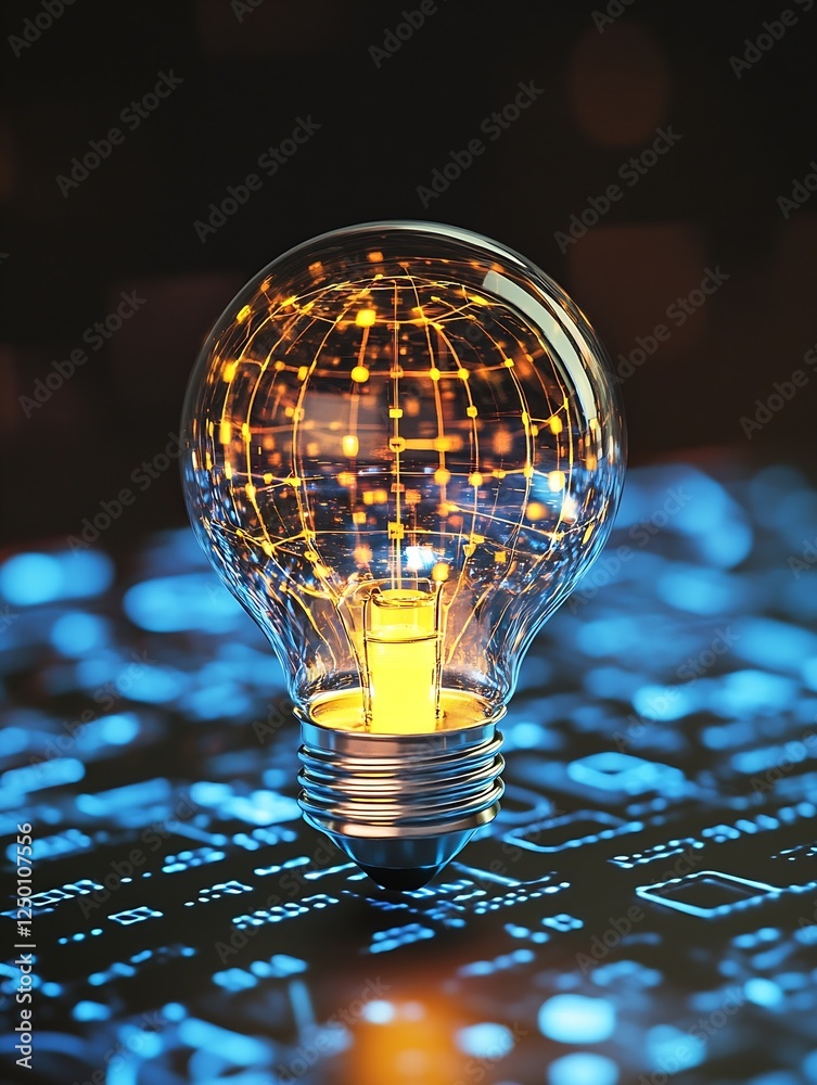 Leinwandbilder innovative light bulb with digital circuit design symbolizing technology and innovation : generative
