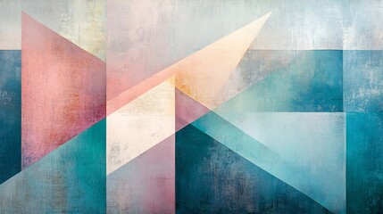 Abstract Geometric Artwork Soft Pastel Hues. AI Generated