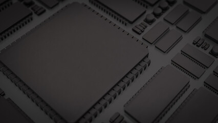 The Black PCB Board for It to Technology concept 3d Rendering.