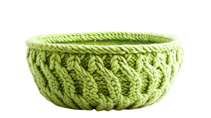 Green Knitted Basket with Textured Design