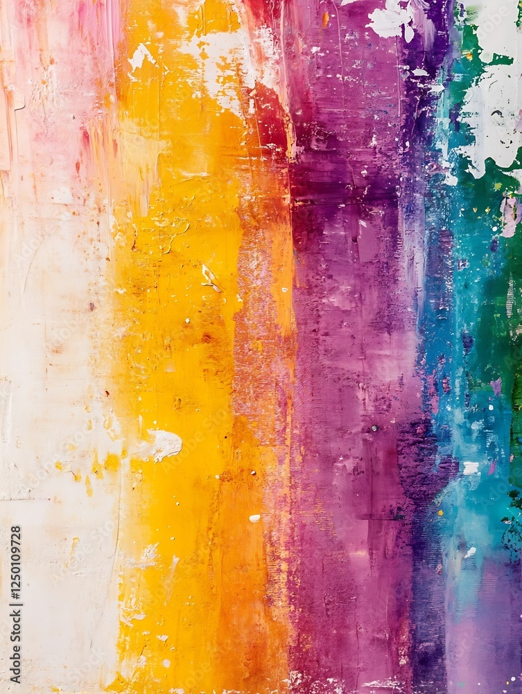 Poster abstract colorful background with vibrant textures and brush strokes in various shades of orange pur