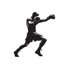 Silhouette a Aggressive Boxing Men Vector Illustration