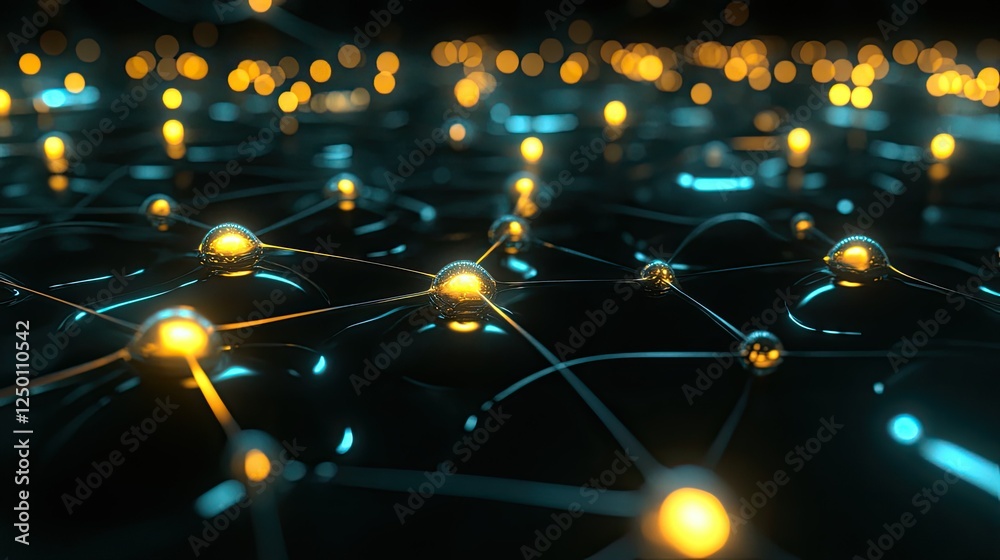 Poster abstract illumination of glowing nodes in a network structure