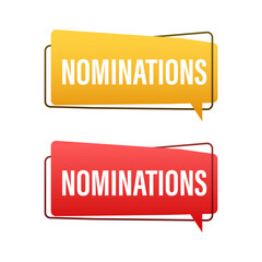 Nominations announcement with colorful speech bubble promoting candidates for election