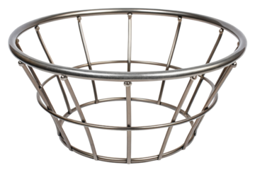 Metal wire basket isolated with transparent background