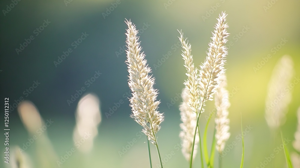 Poster close-up of beautiful tall grass illuminated by soft natural light : generative ai