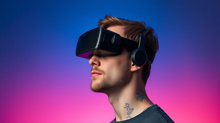 "Immersive Virtual Reality Experience: People Engaging with VR Headsets in a Futuristic Digital World"

