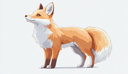 Obraz premium Playful fox animation woodland setting digital art vibrant colors side view wildlife concept