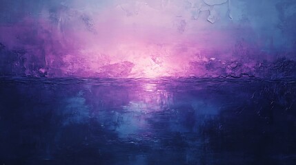 Naklejka premium Pink purple ethereal landscape glows softly reflected water. AI Generated