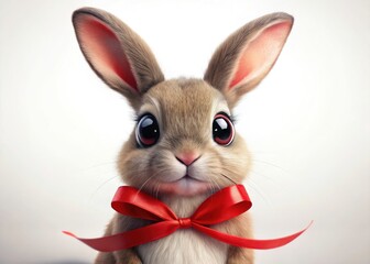 Obraz premium Support AIDS awareness. A cuddly bunny reminds us: love, compassion, action.