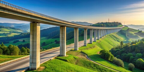 Fototapeta premium Large concrete overpass stretching into the distance under a clear sky