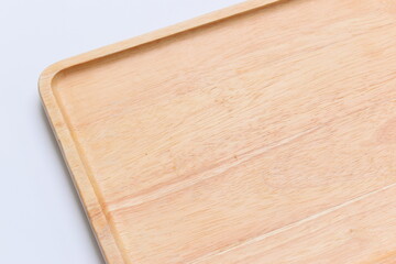brown wooden tray isolated on white background