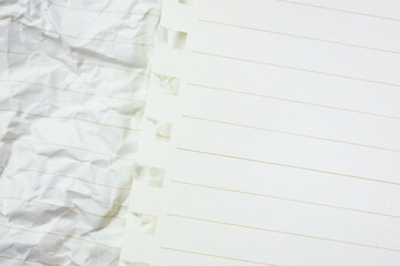 crumpled line paper texture background,  blank sheet notebook
