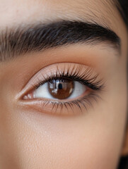 Obraz premium Woman's eye with long eyelashes, adorned with vibrant blue eyeshadow and shimmering gold eyeliner, gazing directly at the camera with an expression of confidence and allure.