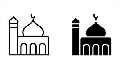 mosque icon set. mosque vector icon flat design. Symbol of a masjid sign on white background