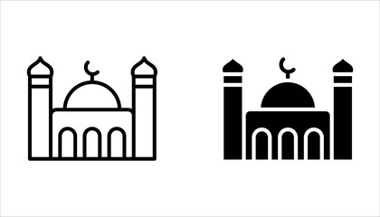 mosque icon set. mosque vector icon flat design. Symbol of a masjid sign on white background
