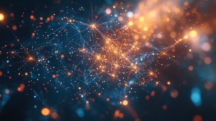 Abstract Colorful Digital Network Connection in Dark Background