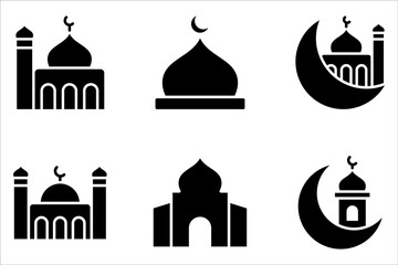 mosque icon set. mosque vector icon flat design. Symbol of a masjid sign on white background