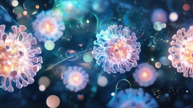 Colorful Abstract Representation of Viruses in a Scientific Setting