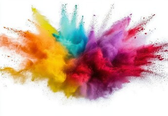 Fototapeta premium Colorful Explosion of Powder Paints on White Background
